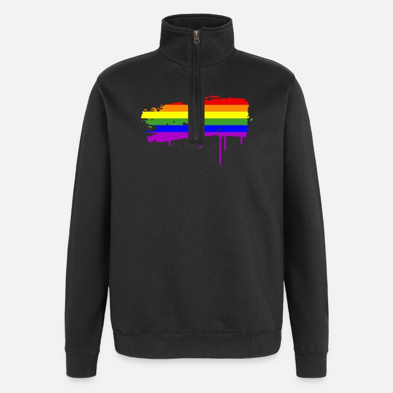 Rainbow Flag Graffiti - Quarter-Zip Sweatshirt - black