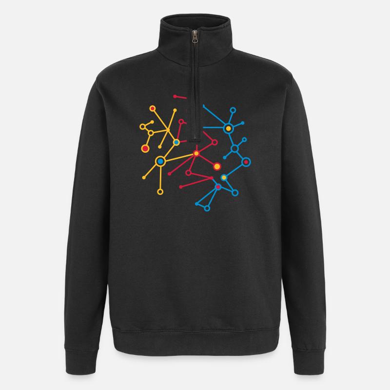 Molekül Muster - Quarter-Zip-Sweatshirt - Schwarz