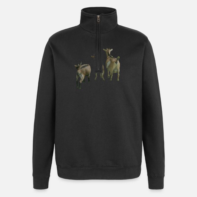 Bauernhof Ziegen - Quarter-Zip-Sweatshirt - Schwarz