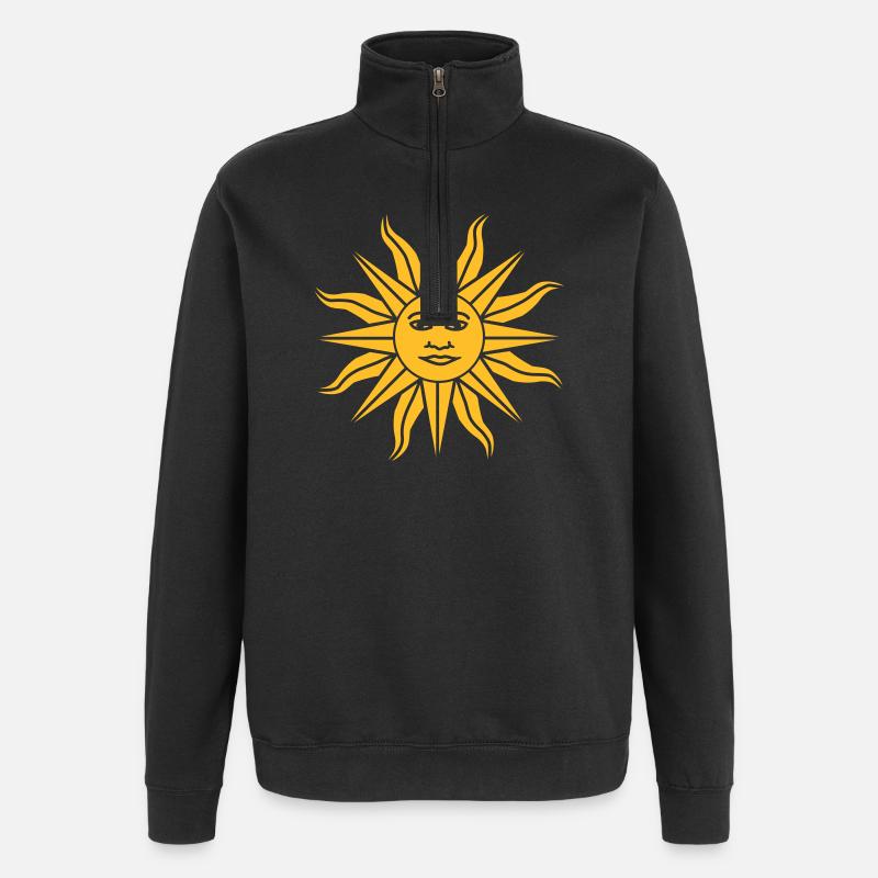 Sun Face - Sweat à zip 1/4 - noir