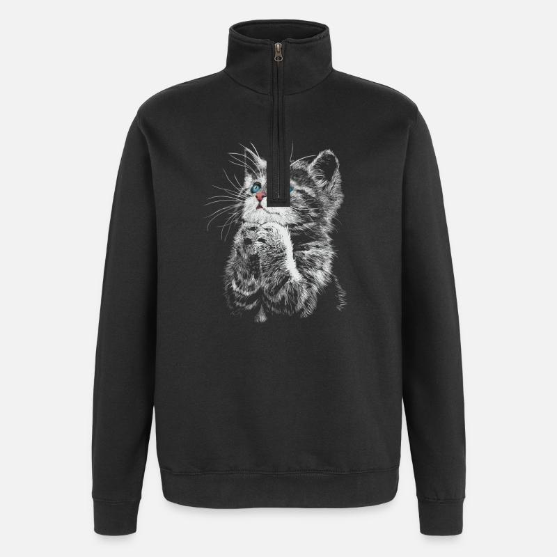 cat - Sweat à zip 1/4 - noir