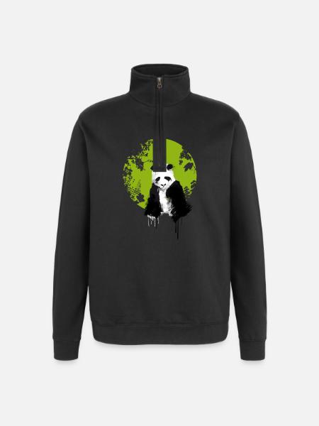 panda verden jorden miljø trist gemme klima demo LOL - Sweatshirt med 1/4 lynlås - sort