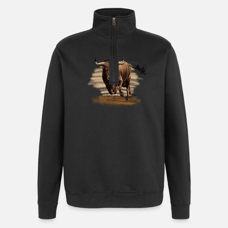 Stier - Quarter-Zip-Sweatshirt - Schwarz
