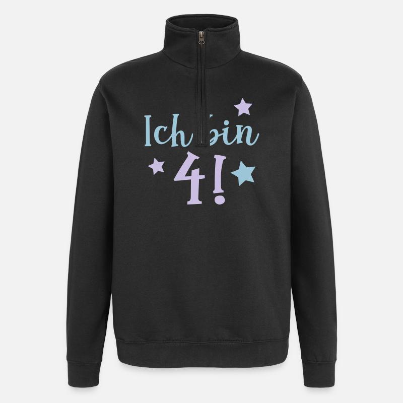 ich bin 4! - Quarter-Zip-Sweatshirt - Schwarz