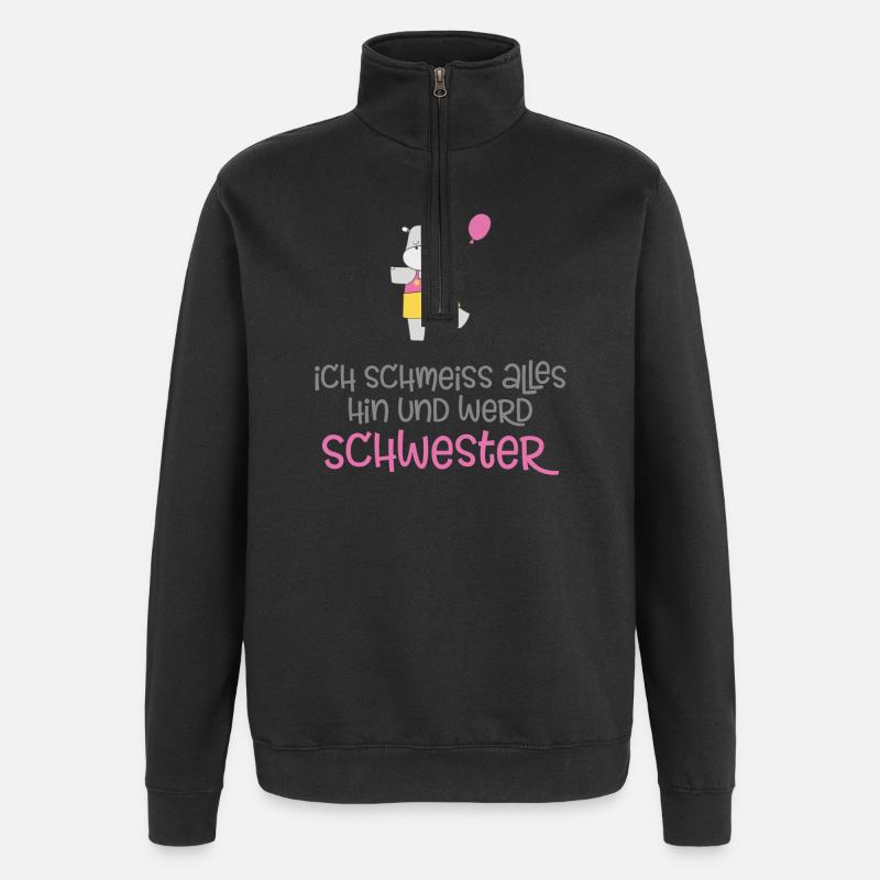 Schwester - Quarter-Zip-Sweatshirt - Schwarz