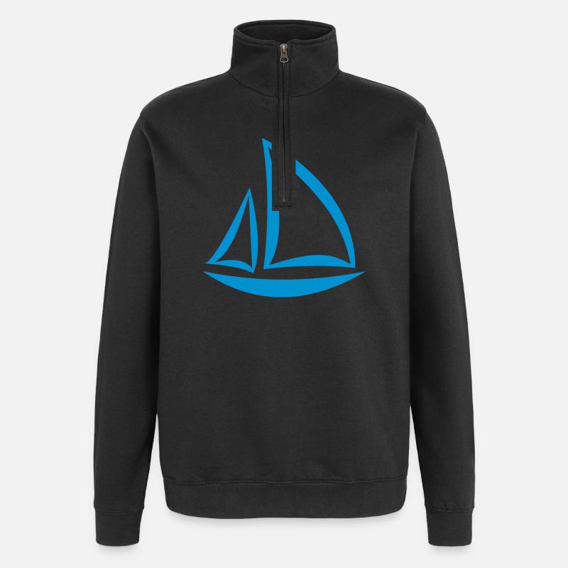 Segelboot - Quarter-Zip-Sweatshirt - Schwarz