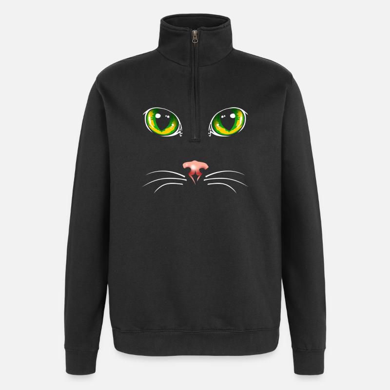 Yeux de chat noir - Sweat à zip 1/4 - noir
