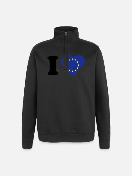 I love EU - Quarter-Zip Sweatshirt - black