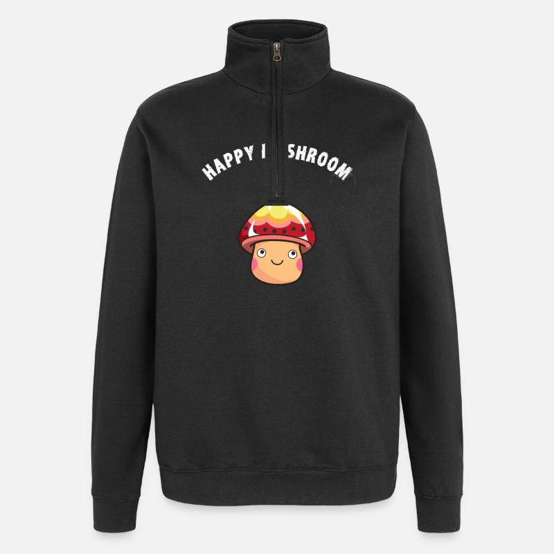 Happy Mushroom Comic happy game - Quarter-Zip Sweatshirt - black