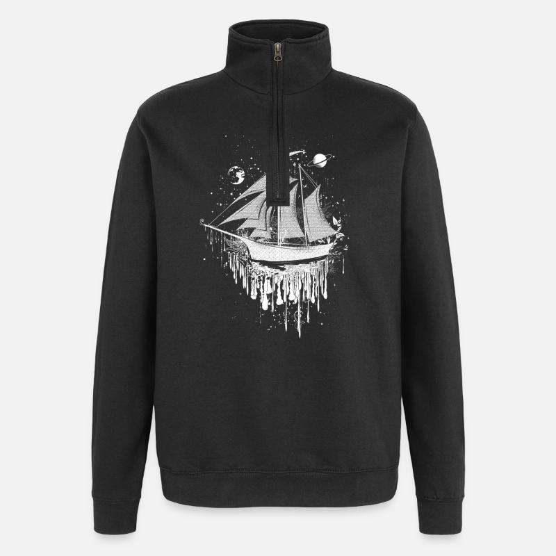 surrealistic sailing ship - Quarter-Zip Sweatshirt - black