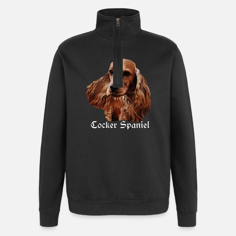 Cocker Spaniel,Spaniel,Dog Head,Pedigree Dog, - Quarter-Zip Sweatshirt - black