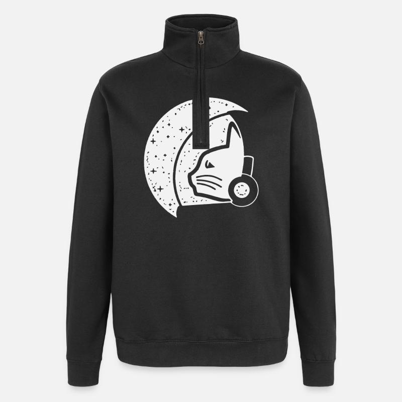 Galactic Cat Astronaut Illustration - Quarter-Zip Sweatshirt - black