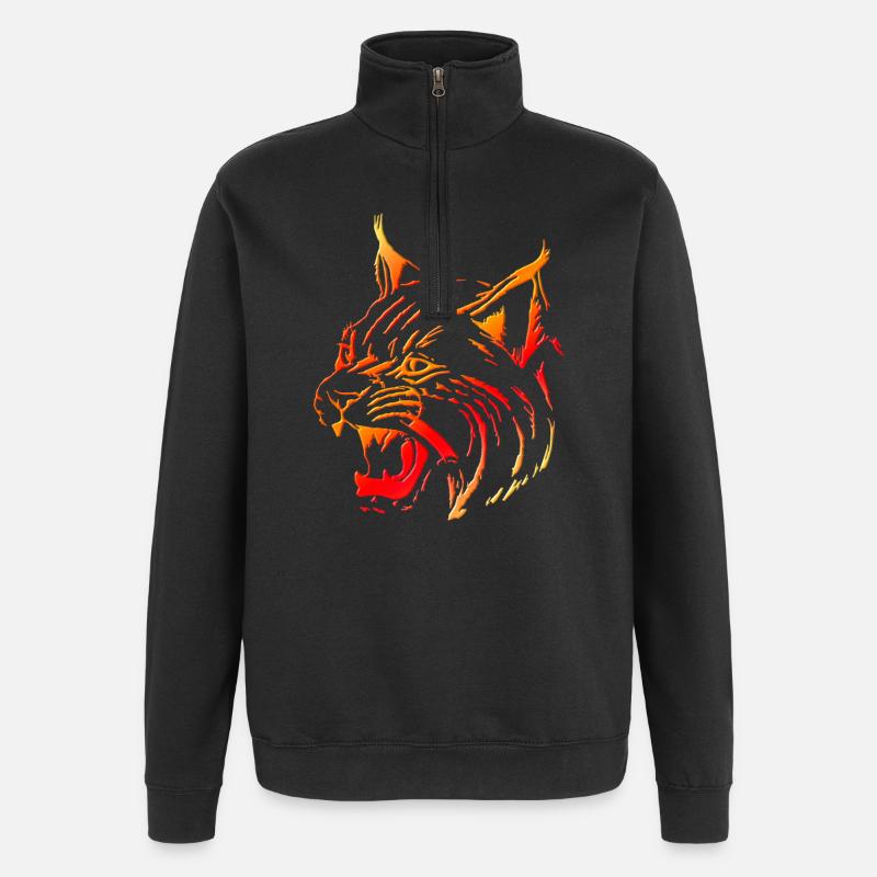 Luchs (01) - Quarter-Zip-Sweatshirt - Schwarz