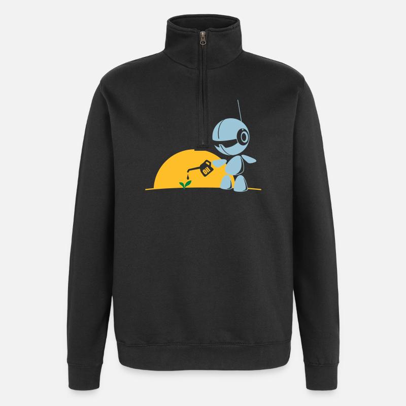 robot flower - Sweat à zip 1/4 - noir