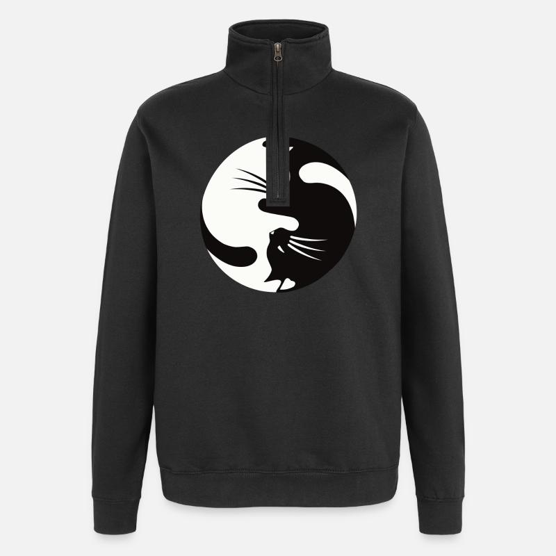 2 cats cuddle ,ying yang - Quarter-Zip Sweatshirt - black