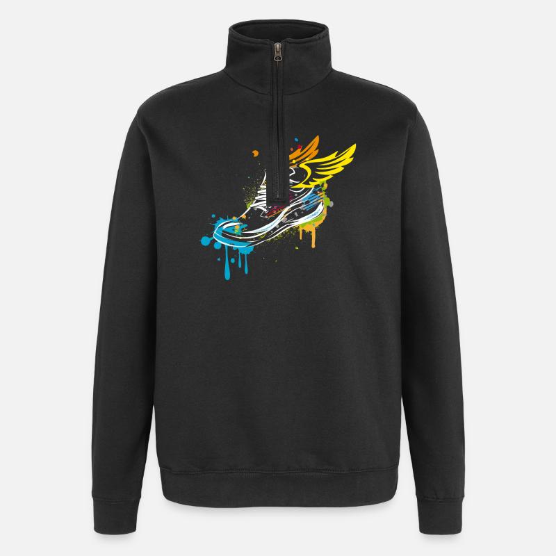 Sneaker graffiti avec des ailes - Sweat à zip 1/4 - noir