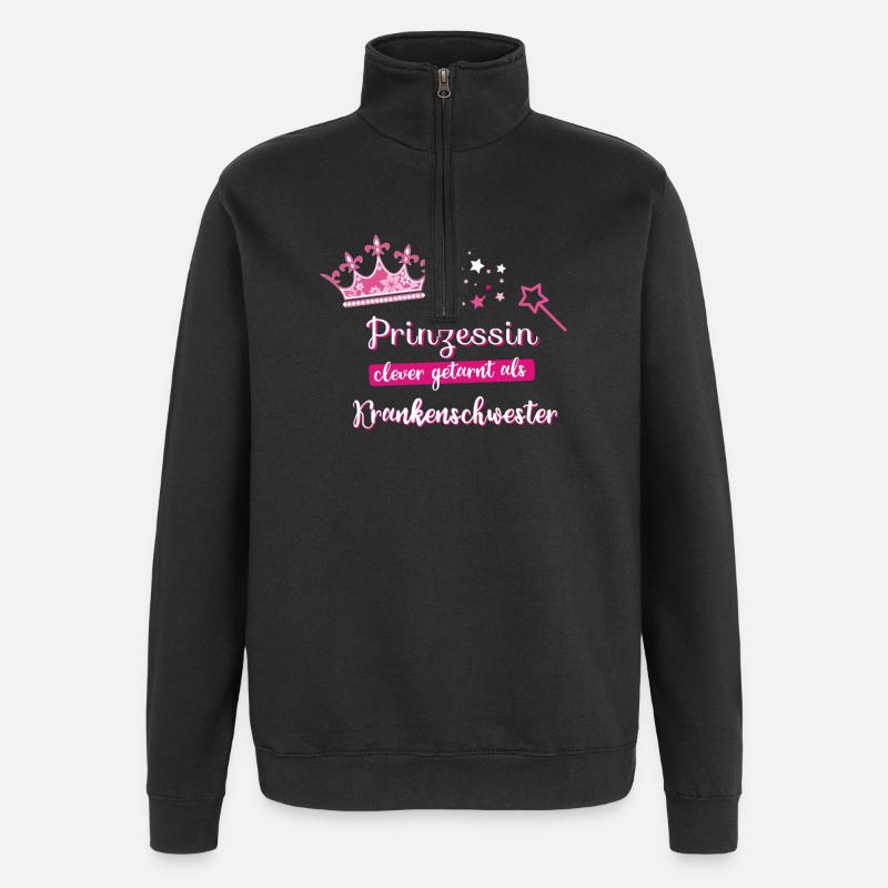 Krankenschwester Prinzessin Beruf fee beste Zauber - Quarter-Zip-Sweatshirt - Schwarz