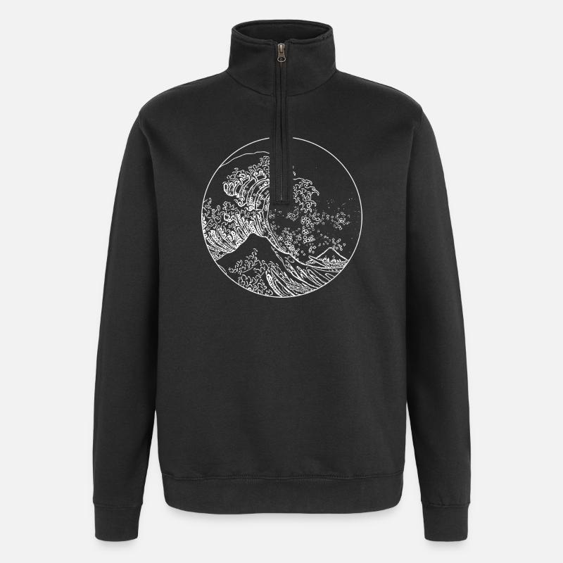 Wave white - Quarter-Zip Sweatshirt - black