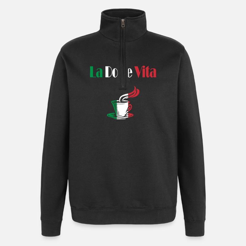 La Dolce Vita café - Sweat à zip 1/4 - noir