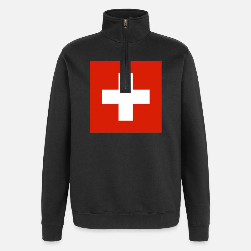 Schweiz - Quarter-Zip-Sweatshirt - Schwarz