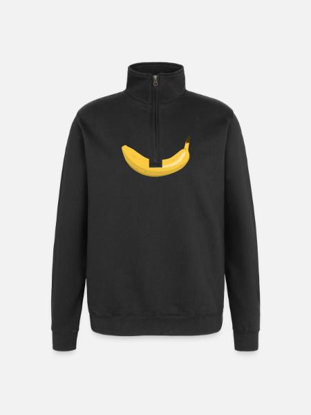 Banana smile - Quarter-Zip Sweatshirt - black