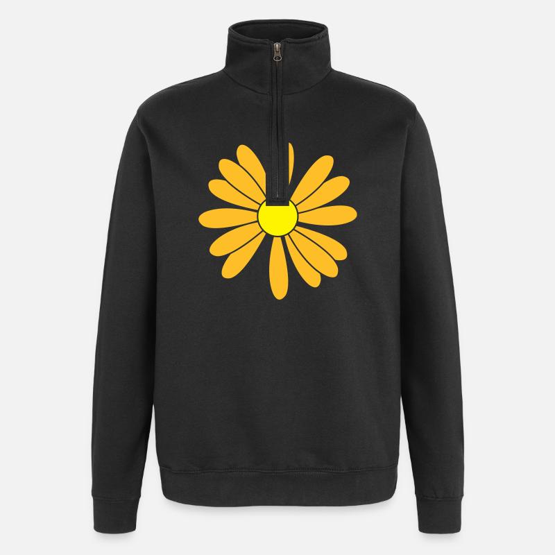 Patch de fleurs - Sweat à zip 1/4 - noir