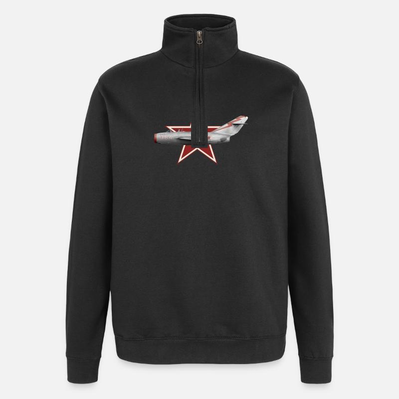 MiG 15 bis UdSSR - Quarter-Zip-Sweatshirt - Schwarz