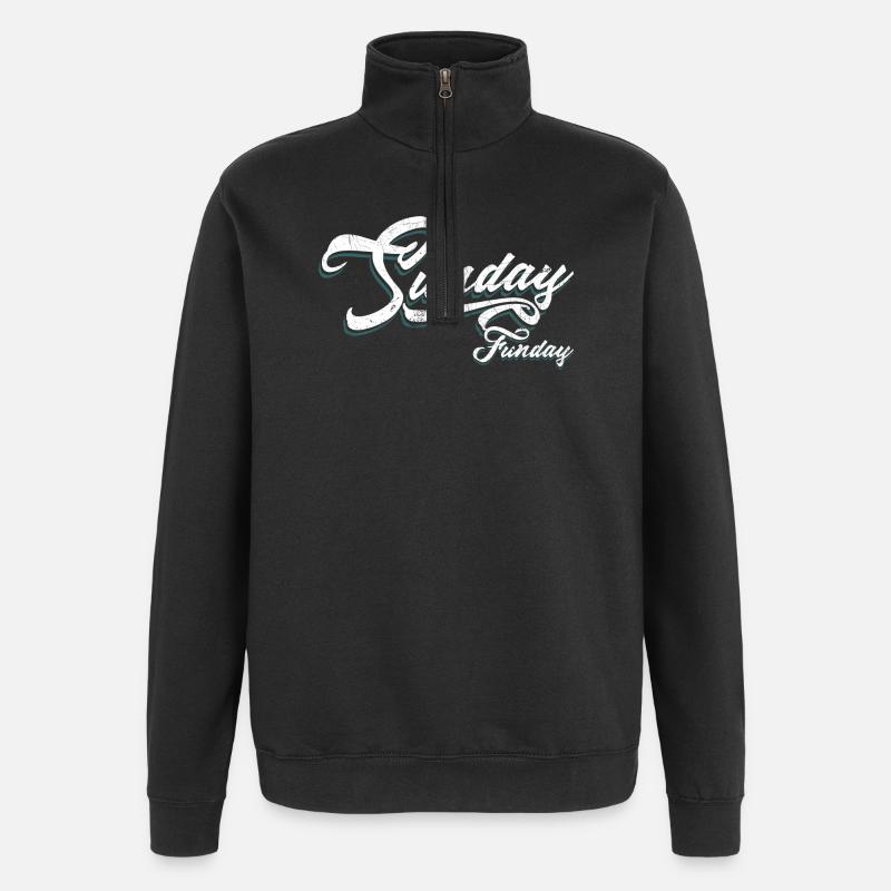 Sunday Funday Script Neon - Quarter-Zip Sweatshirt - black