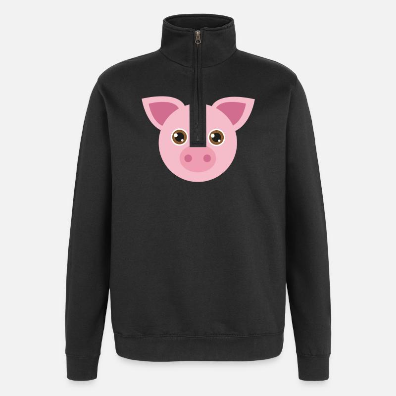 Schweinchen - Quarter-Zip-Sweatshirt - Schwarz