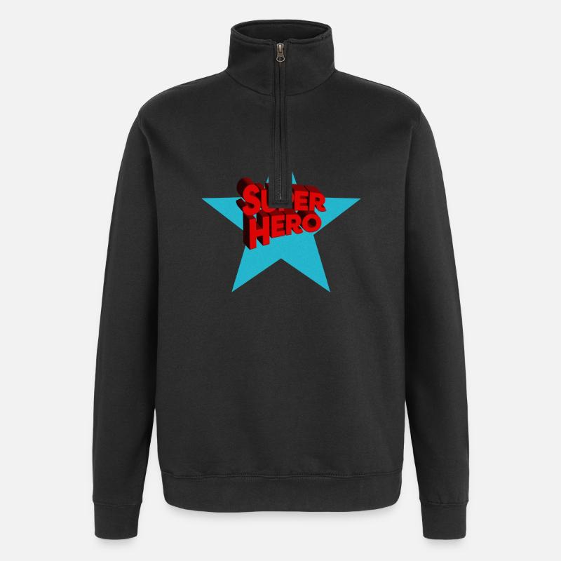Superhero Superhelden - Quarter-Zip-Sweatshirt - Schwarz