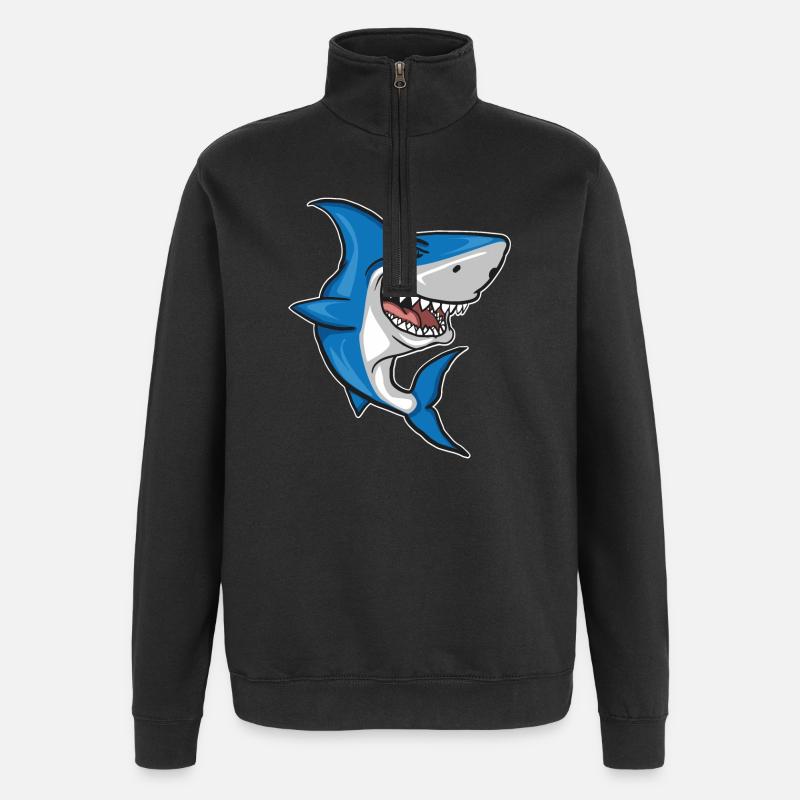 Requin - Poisson - Sweat à zip 1/4 - noir