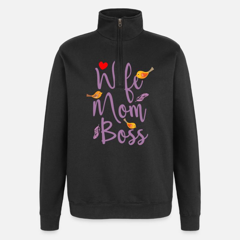 Frau Mutter Chef - Quarter-Zip-Sweatshirt - Schwarz