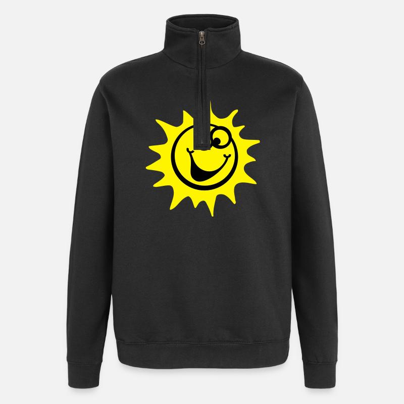 sun 2c comic style - Quarter-Zip Sweatshirt - black