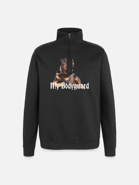 Rottweiler, dog head, dog sports, bodyguard, dog, - Quarter-Zip Sweatshirt - black