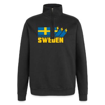 Suède / Suède - Drapeau / Cadeau - Sweat à zip 1/4 - noir - Devant - AI Model Female 172 light (172cm) & AI Model Male 178 dark (178cm)