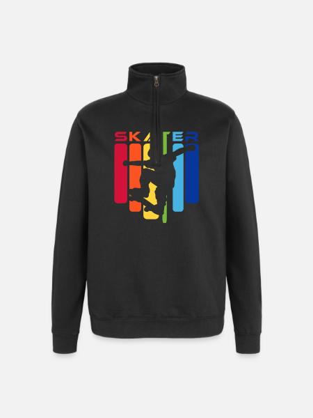 Skater Kids Rainbow Silhouette - Quarter-Zip Sweatshirt - black