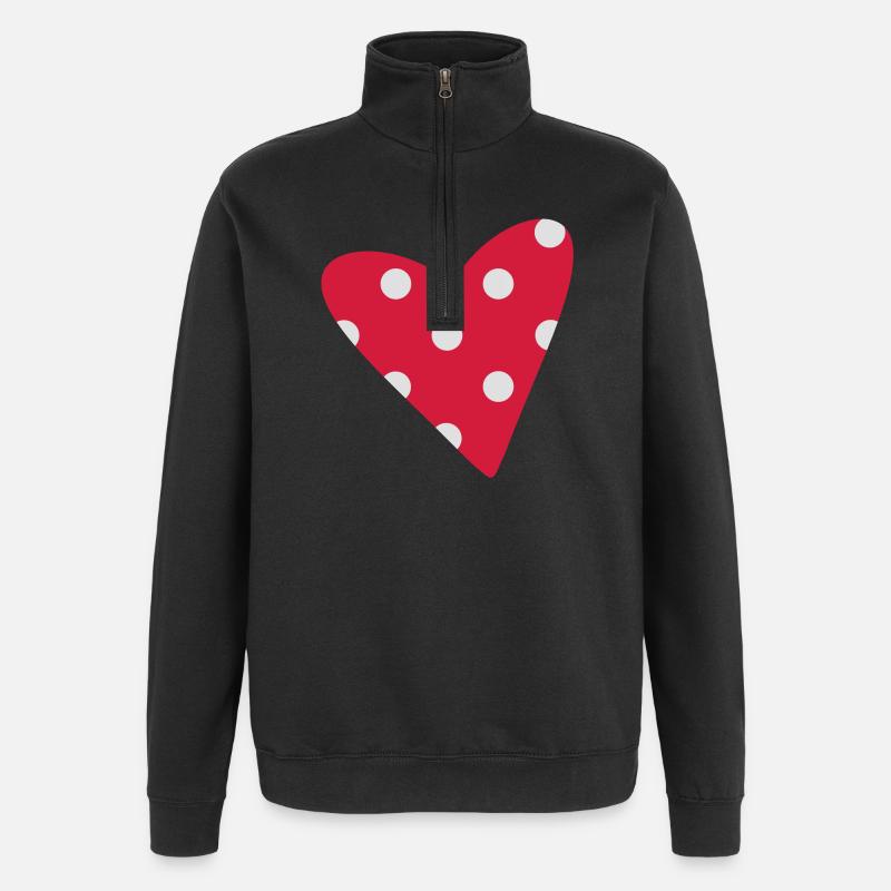 Ein kleines gepunktetes Herz - Quarter-Zip-Sweatshirt - Schwarz