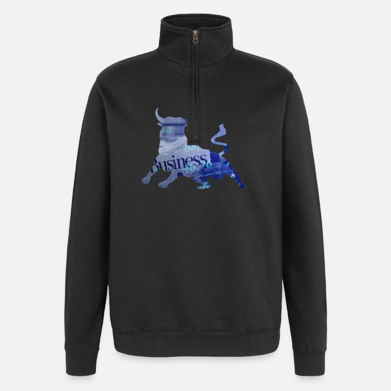 Bourse actions taureau - Sweat à zip 1/4 - noir
