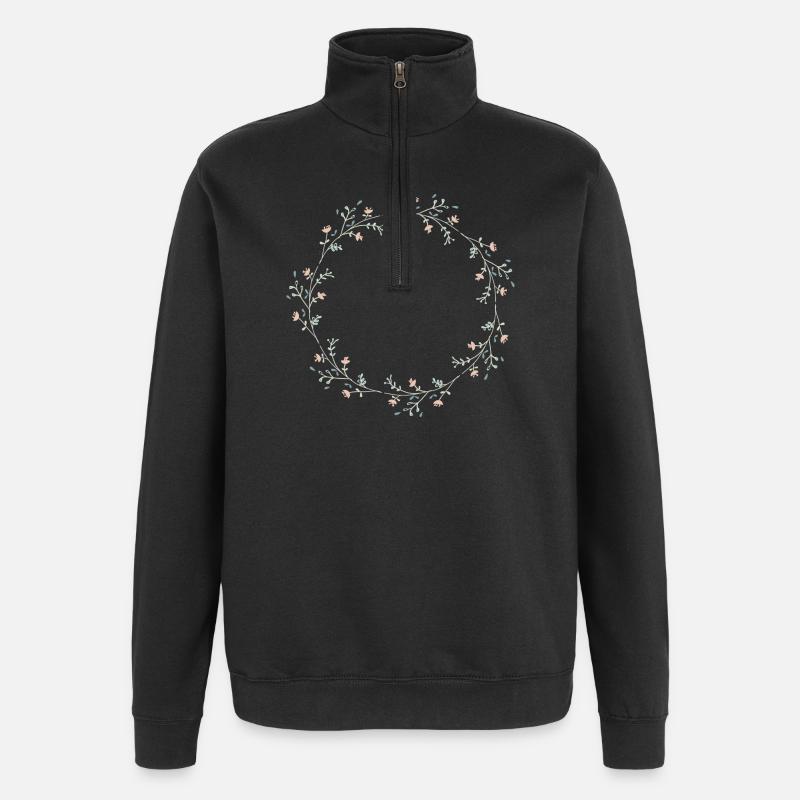 Blumen - Quarter-Zip-Sweatshirt - Schwarz