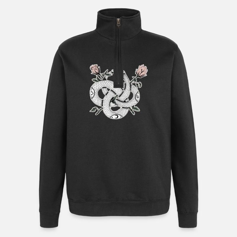 Snake design with roses - Quarter-Zip Sweatshirt - black