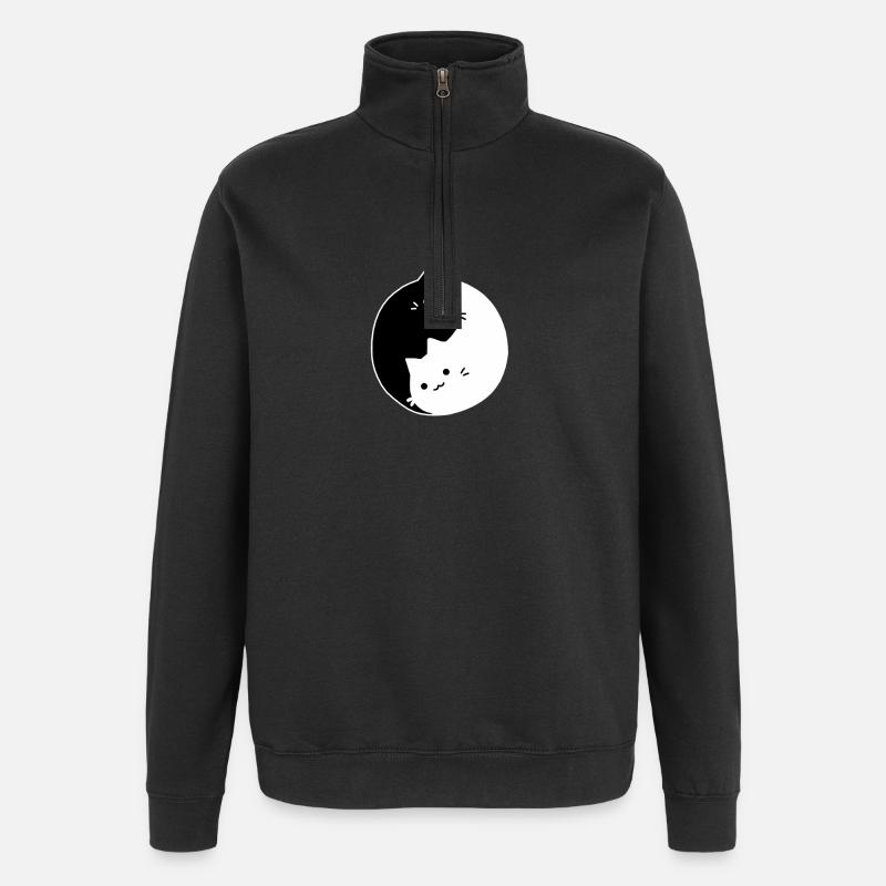 Chat Karma - Sweat à zip 1/4 - noir