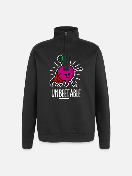 Beetroot betterave / imbattable sur dark - Sweat à zip 1/4 - noir