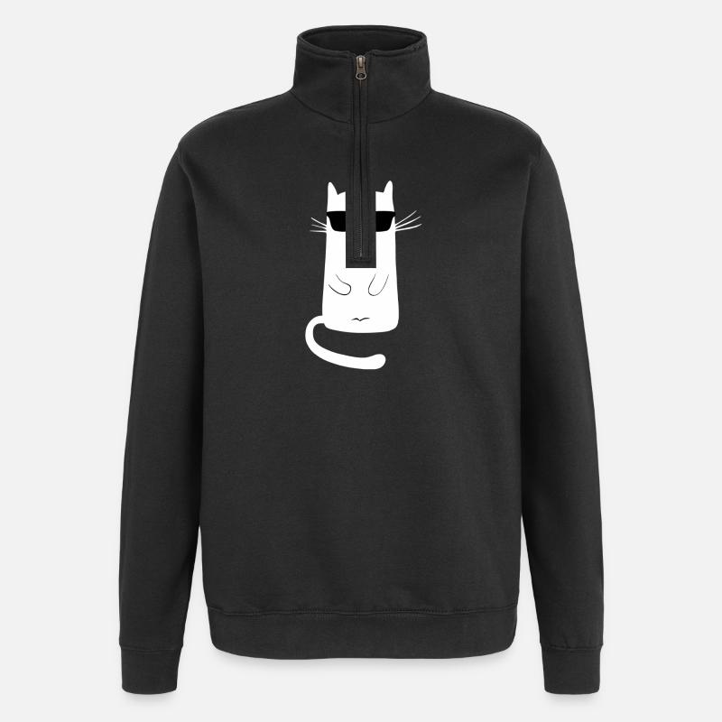 katze cool | keep calm - Quarter-Zip-Sweatshirt - Schwarz