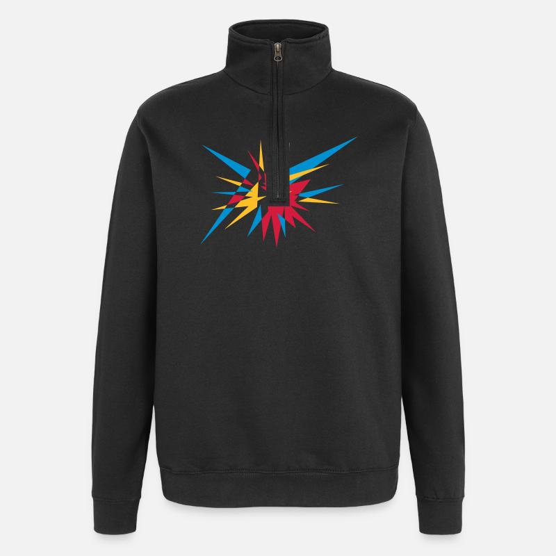 Explosion and rays - Quarter-Zip Sweatshirt - black