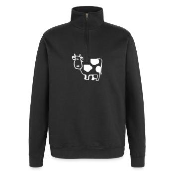 Kuh - Quarter-Zip-Sweatshirt - Schwarz - Vorne - AI Model Female 172 light (172cm) & AI Model Male 178 dark (178cm)