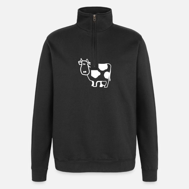 vache - Sweat à zip 1/4 - noir