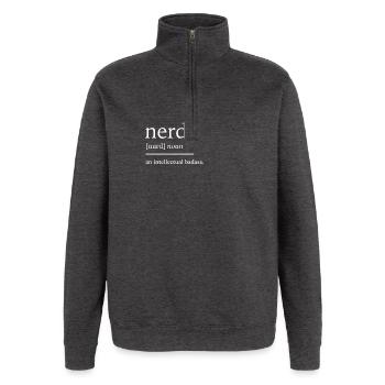 Nerd nerd - Sweat à zip 1/4 - charbon - Devant - AI Model Female 172 light (172cm) & AI Model Male 178 dark (178cm)