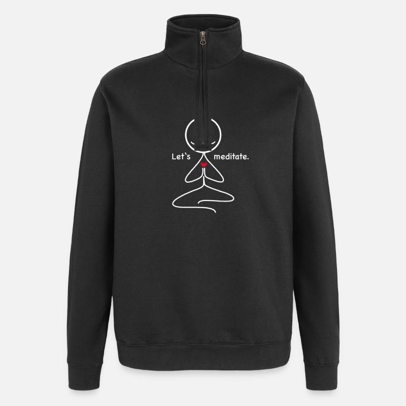 méditation - Sweat à zip 1/4 - noir