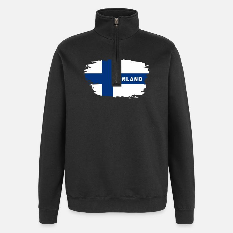 Finland Flag / Gift Helsinki Scandinavia - Quarter-Zip Sweatshirt - black