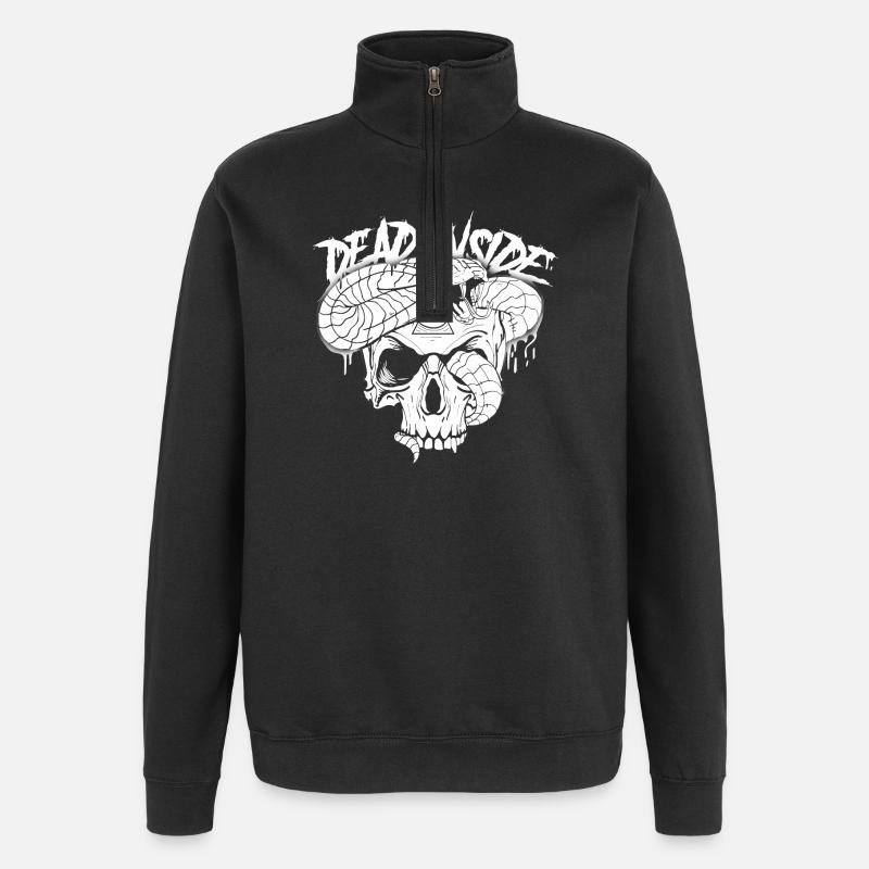 Totenkopf mit Graffiti Haardesign - Quarter-Zip-Sweatshirt - Schwarz